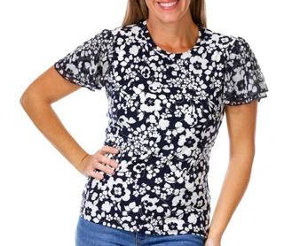Thumbnail 1: Tommy Hilfiger Tommy Hilfiger Womens Short Sleeve Floral Crew Neck Top 