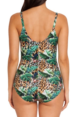 Thumbnail 2: Caribbean Sand Caribbean Sand Womens O-Ring Faux Wrap One Piece Swimsuit 