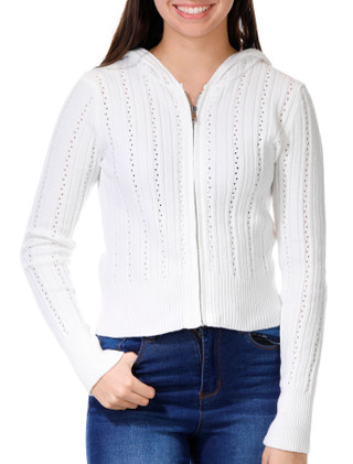 Thumbnail 1: Madden Girl Madden Girl Juniors Long Sleeve Pointelle Zip Hoodie 