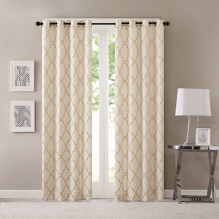 Thumbnail 8: Madison Park Madison Park Saratoga Fretwork Print Window Curtain 