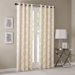 Thumbnail 4: Madison Park Madison Park Saratoga Fretwork Print Window Curtain 