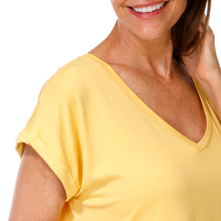 Thumbnail 2: BOBEAU Bobeau Womens Short Sleeve Striped V-Neck Top 