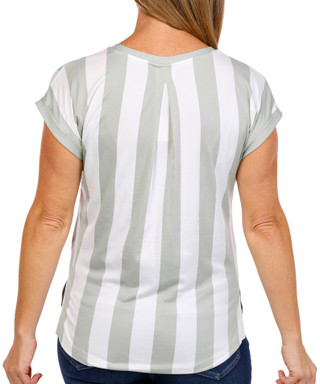 Thumbnail 3: BOBEAU Bobeau Womens Short Sleeve Striped V-Neck Top 