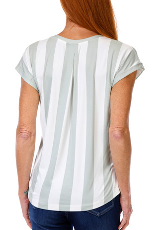 Thumbnail 3: BOBEAU Bobeau Womens Short Sleeve Striped V-Neck Top 
