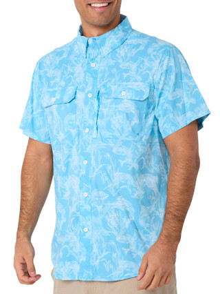 Thumbnail 3: REEL LEGENDS Reel Legends Mens Short Sleeve Button Down Printed Shirt 