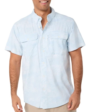 Thumbnail 3: REEL LEGENDS Reel Legends Mens Short Sleeve Button Down Printed Shirt 