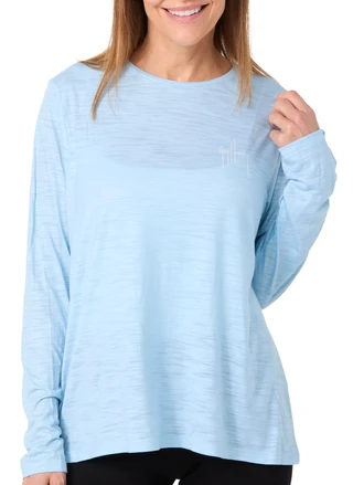 Thumbnail 3: Guy Harvey Guy Harvey Womens Long Sleeve Crew Neck Peek Beach Top 