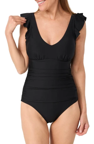 Thumbnail 4: DKNY DKNY Womens Ruffle Underwire One Piece Swimsuit 