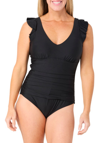 Thumbnail 2: DKNY DKNY Womens Ruffle Underwire One Piece Swimsuit 