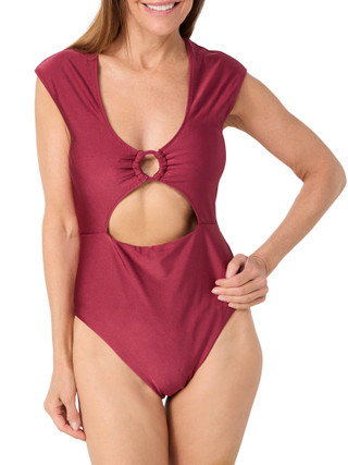 Thumbnail 3: Sanctuary Sanctuary Womens Cutout Cap-Sleeve One-Piece Swimsuit 