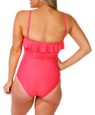 Thumbnail 4: DKNY DKNY Womens Ruffled Bandeu One Piece Swimsuit 