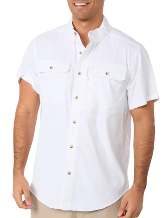 Thumbnail 1: REEL LEGENDS Reel Legends Mens Short Sleeve Button Down Solid Shirt 