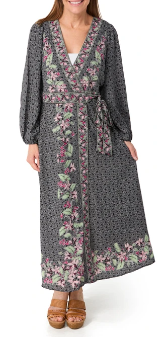 Thumbnail 3: MAX STUDIO Max Studio Womens Long Sleeve Floral Maxi Dress 