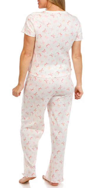 Thumbnail 3: POPPY & CLAY Poppy & Clay Womens 2 Pc Heart Pointelle Pajama Pants Set 