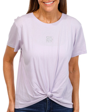 Thumbnail 1: DKNY DKNY Womens Active Crystal Logo Knot Hem Tee 