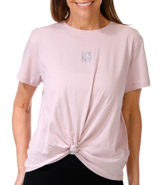 Thumbnail 2: DKNY DKNY Womens Active Crystal Logo Knot Hem Tee 