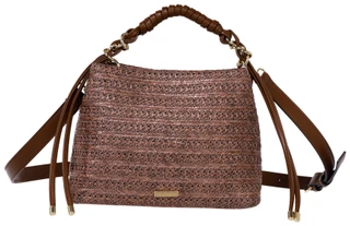 Thumbnail 1: BCBG BCBG Straw Double Compartment Woven Handle Satchel Bag 