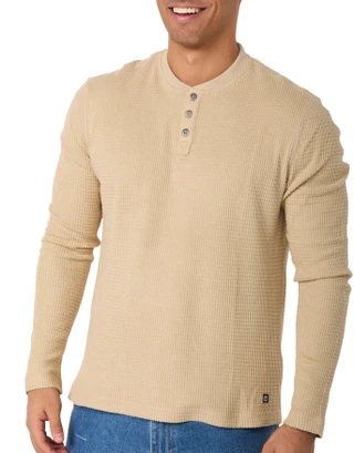 Thumbnail 1: HI TEC Hi-Tec Mens Long Sleeve Waffle Knit Henley 