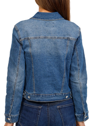 Thumbnail 2: Express Womens Rhinestone Collar Denim Jacket 