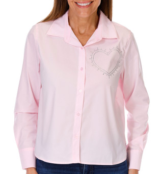 Thumbnail 3: ZAC AND RACHEL Zac and Rachel Petite Long Sleeve Heart Rhinestone Top 