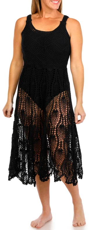 Thumbnail 2: Dotti Womens Sleeveless Crochet Swim Cover Up Dress 