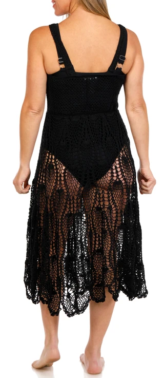 Thumbnail 3: Dotti Womens Sleeveless Crochet Swim Cover Up Dress 