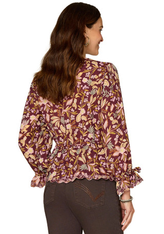 Thumbnail 3: Democracy Democracy Womens Long Sleeve V-Neck Floral Top 