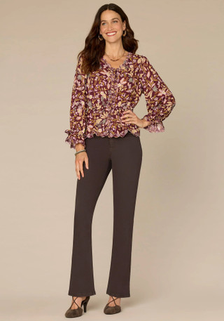 Thumbnail 4: Democracy Democracy Womens Long Sleeve V-Neck Floral Top 