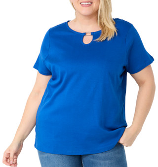 Thumbnail 1: Coral Bay Coral Bay Plus Short Sleeve Rectangle Metal Ring Top 