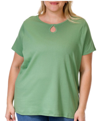 Thumbnail 1: Coral Bay Coral Bay Plus Short Sleeve Keyhole Top 