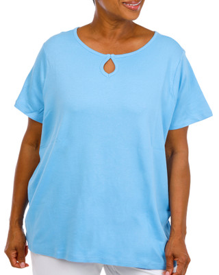 Thumbnail 1: Coral Bay Coral Bay Plus Short Sleeve Keyhole Top 