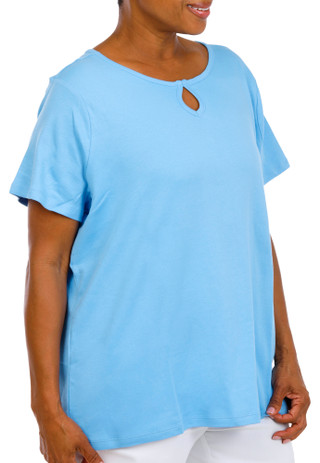Thumbnail 3: Coral Bay Coral Bay Plus Short Sleeve Keyhole Top 