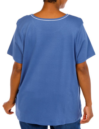 Thumbnail 2: Coral Bay Coral Bay Plus Short Sleeve Contrast Trim Top 