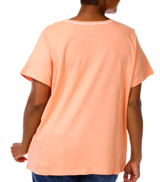 Thumbnail 2: Coral Bay Coral Bay Plus Short Sleeve Contrast Trim Top 