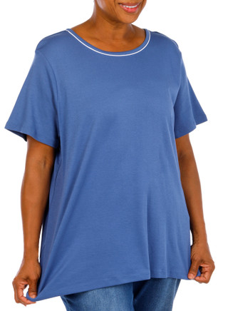 Thumbnail 4: Coral Bay Coral Bay Plus Short Sleeve Contrast Trim Top 