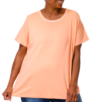 Thumbnail 1: Coral Bay Coral Bay Plus Short Sleeve Contrast Trim Top 