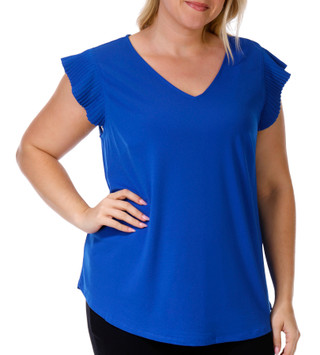 Thumbnail 1: Adrianna Papell Adrianna Papell Plus Double Pleated Sleeve Solid Top 
