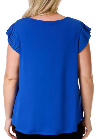 Thumbnail 3: Adrianna Papell Adrianna Papell Plus Double Pleated Sleeve Solid Top 