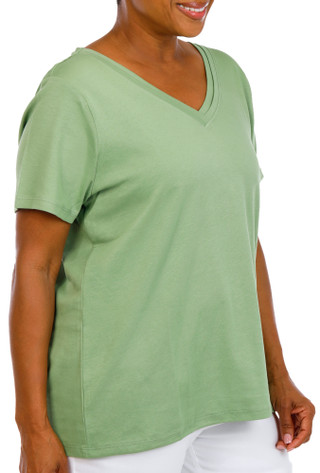 Thumbnail 2: Coral Bay Coral Bay Plus Short Sleeve Double V Neck Top 