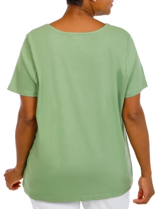 Thumbnail 3: Coral Bay Coral Bay Plus Short Sleeve Double V Neck Top 