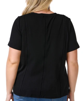 Thumbnail 2: CARMEN MARC VALVO Carmen Marc Valvo Plus Short Sleeve Crew Neck Top 