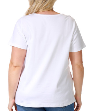 Thumbnail 2: Coral Bay Coral Bay Plus Short Sleeve Sweetheart Metal Ring Top 