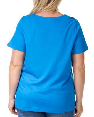 Thumbnail 4: Coral Bay Coral Bay Plus Short Sleeve Sweetheart Metal Ring Top 