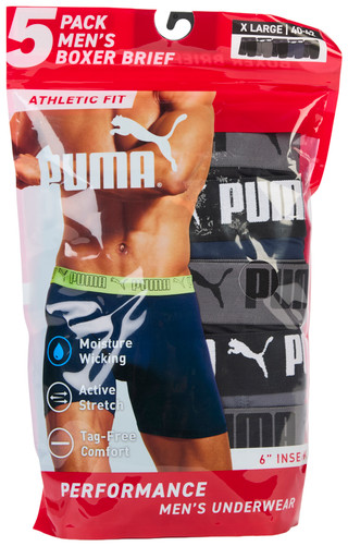 Thumbnail 1: Puma Puma Mens 5 Pk Athletic Fit Boxer Briefs 