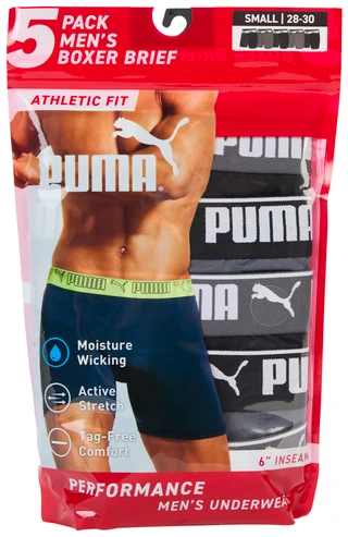 Thumbnail 2: Puma Puma Mens 5 Pk Athletic Fit Boxer Briefs 