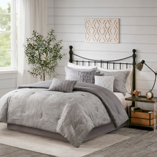 Thumbnail 1: Madison Park Madison Park 7 Pc. Walter Seersucker Comforter Set 