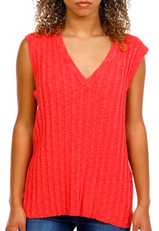Thumbnail 1: BY TOGETHER By Together Juniors Sleeveless Ribbed V-Neck Top 