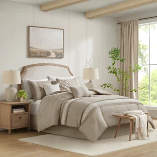Thumbnail 1: Madison Park Madison Park 7 Pc. Lacey Lace Trim Comforter Set 