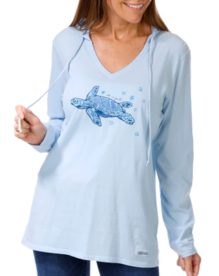 Thumbnail 1: Life is Good Life Is Good Womens Floating Floral Turtle Hoodie 