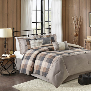 Thumbnail 1: Madison Park Madison Park 7 Pc. Ridge Herringbone Comforter Set 